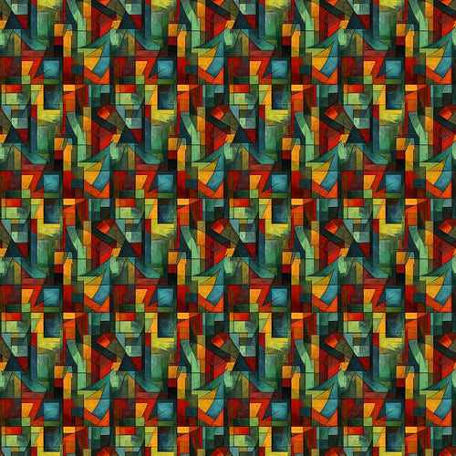 Abstract Cubist Geometric Blocks Bold Colorful Art Texture