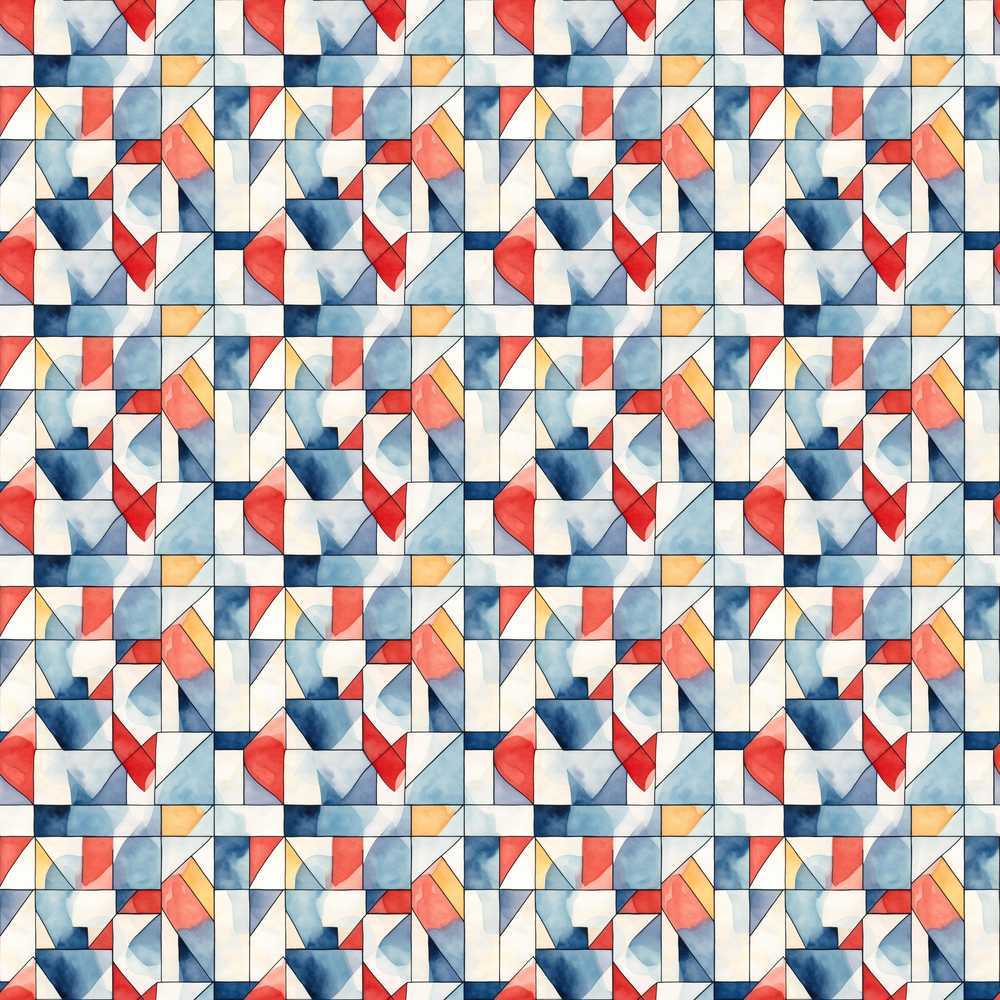 Soft Watercolor Abstract Shapes Red Blue Minimal Art