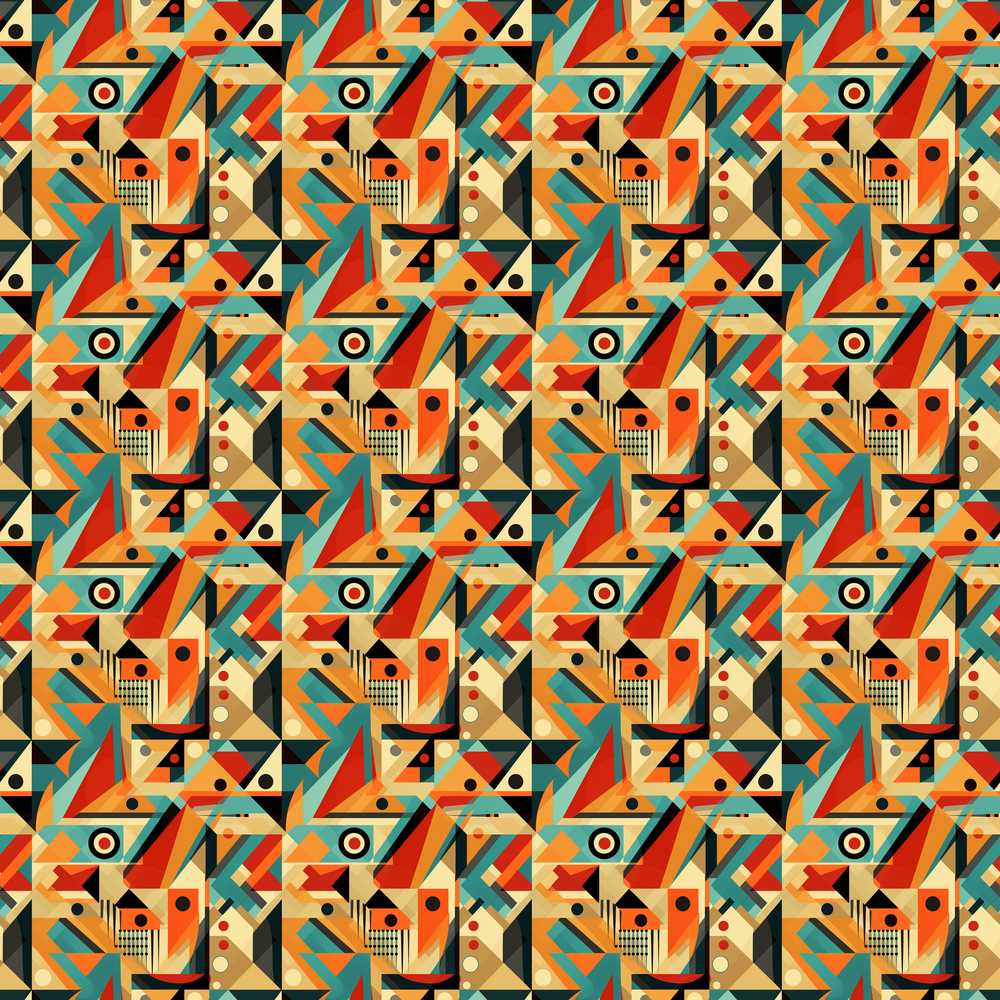 Vintage Inspired Abstract Shapes Scribble Texture Art Pattern