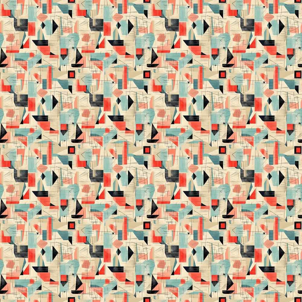 Bright Modern Cubist Abstract Shapes Bold Art Texture