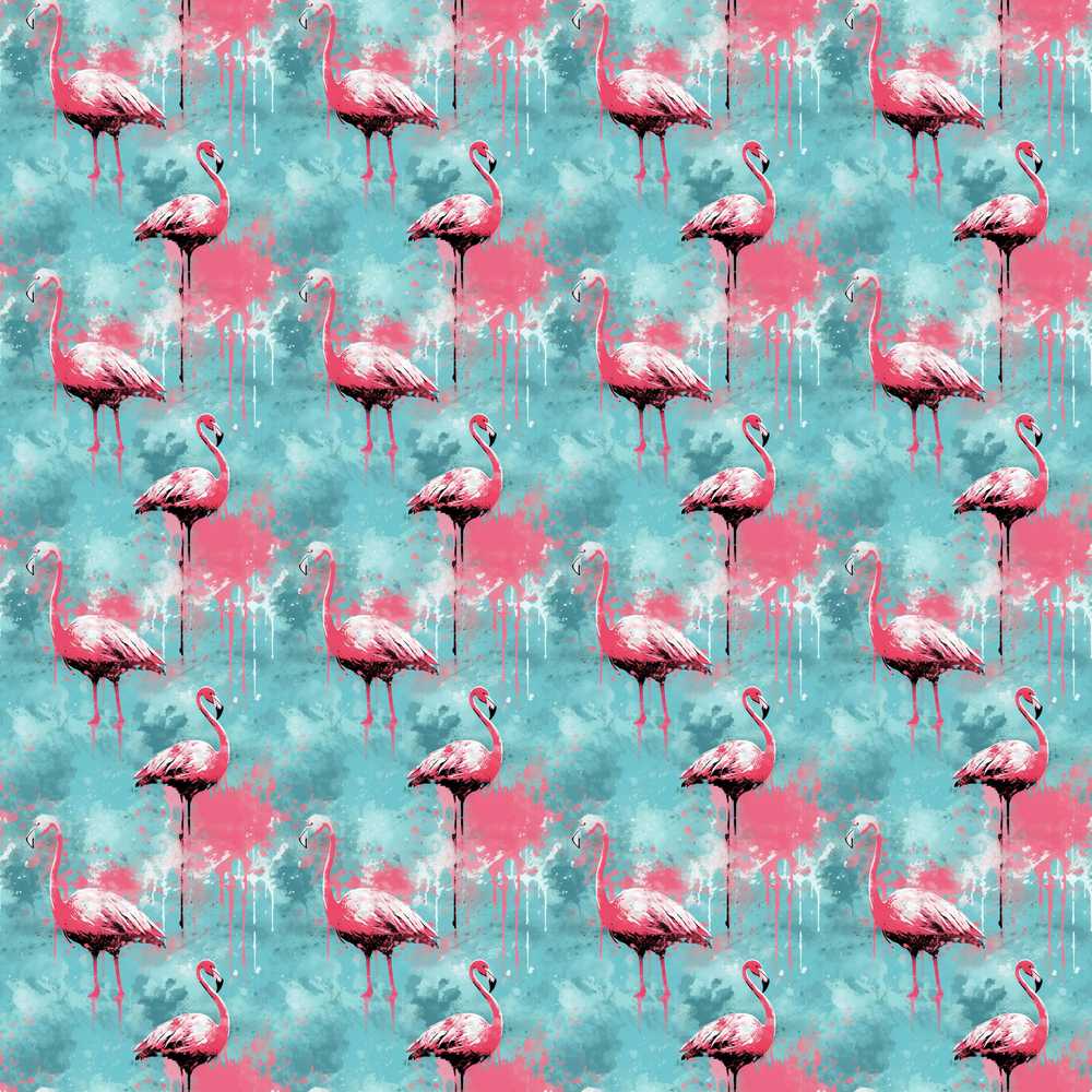 Grunge Style Flamingo Birds Abstract Splash Art Texture