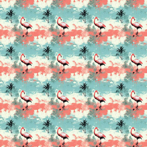 Artistic Flamingo Silhouettes with Abstract Tropical Brush Art