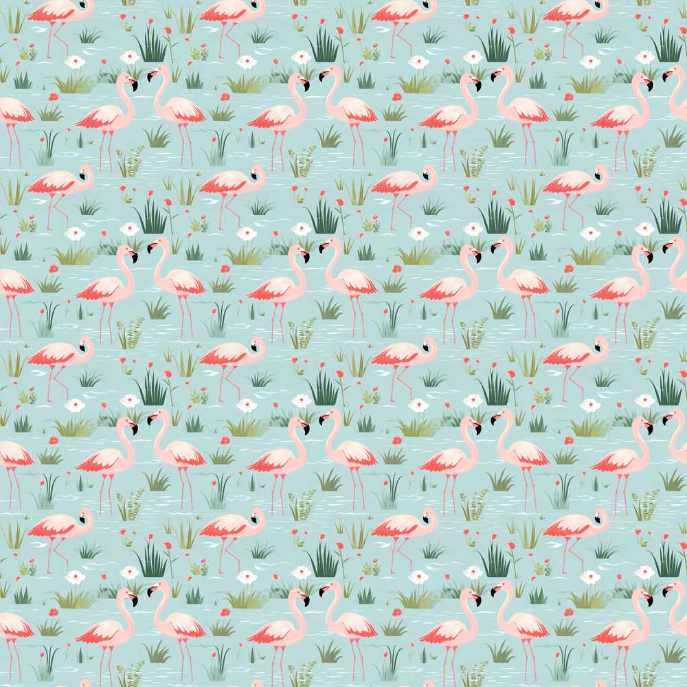 Minimal Flamingo Birds with Soft Pastel Nature Scene
