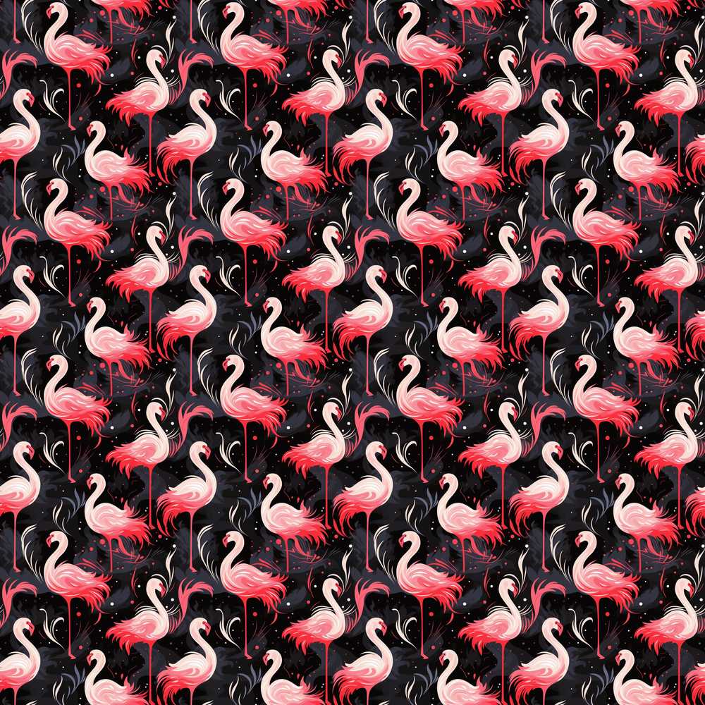 Vintage Style Flamingo Birds with Tropical Plants Decorative