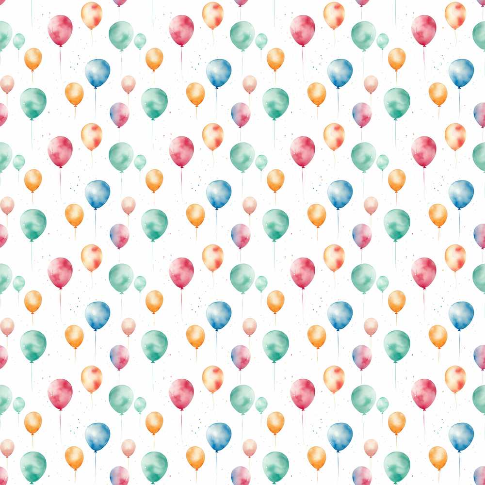 Watercolor Colorful Floating Balloons Light Celebration Decorative Repeat