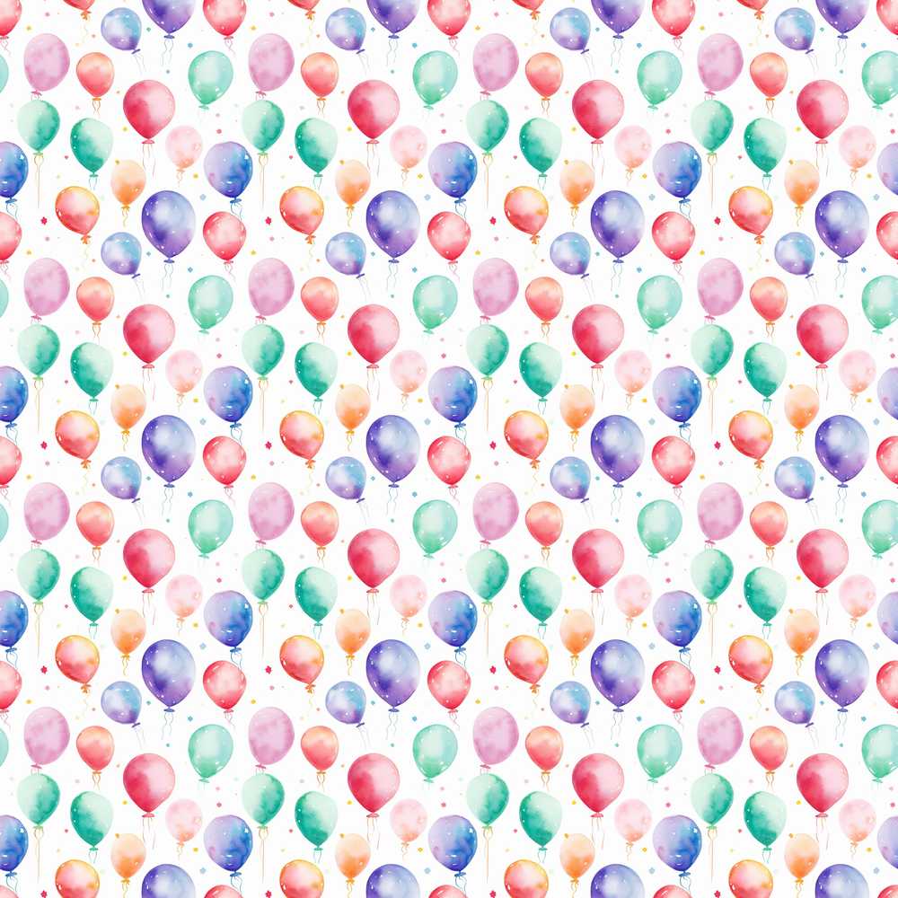 Soft Pastel Watercolor Balloons Floating Decorative Repeat Pattern