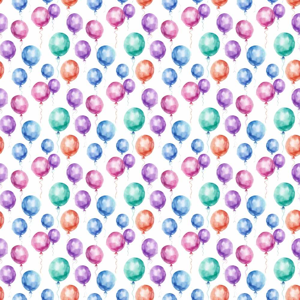 Bright Watercolor Balloons with Blue Purple Tones Decorative
