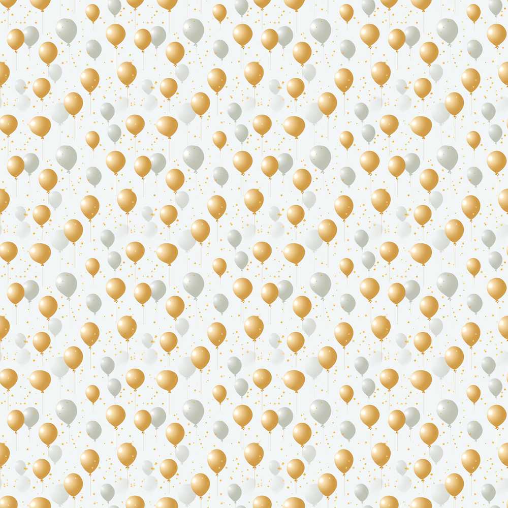 Elegant Gold and White Balloons Confetti Decorative Repeat