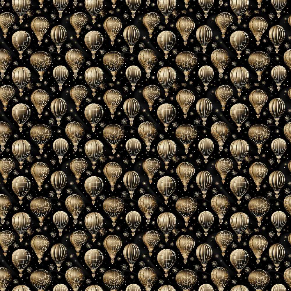 Luxury Gold Hot Air Balloons on Black Night