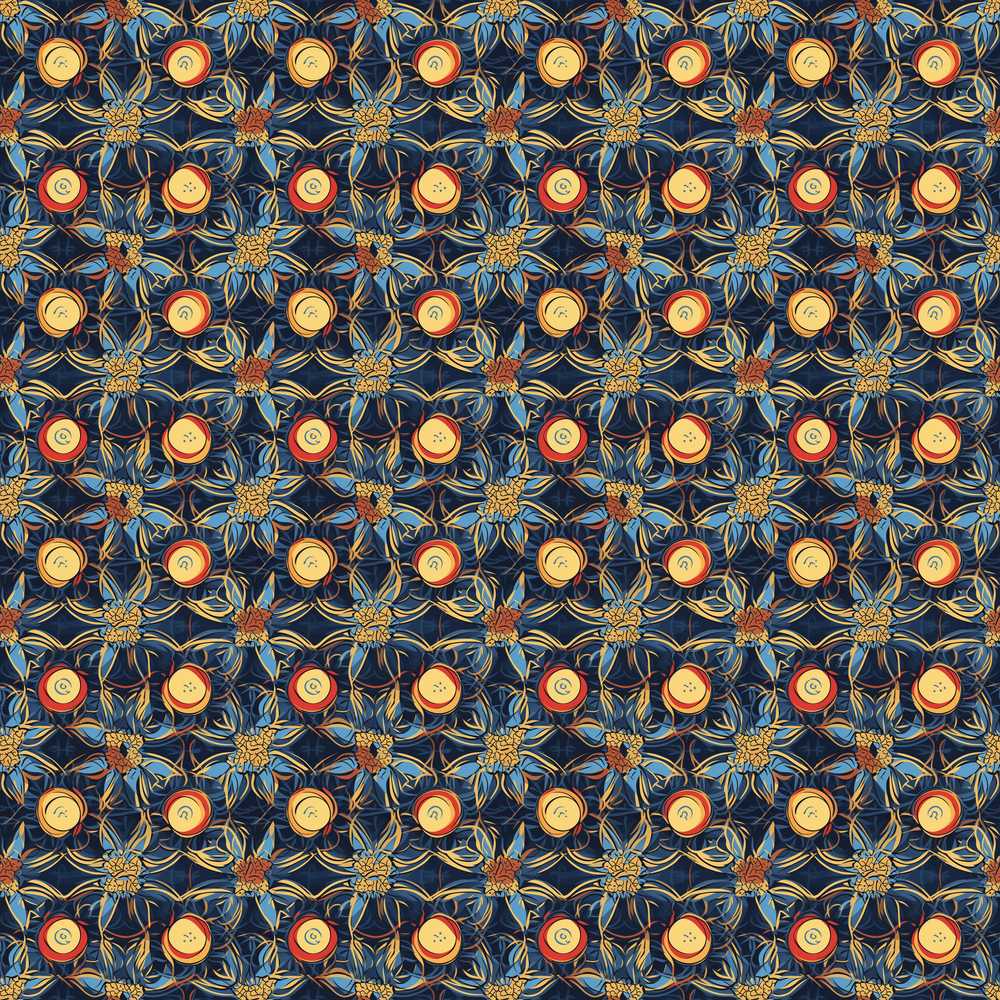 Dark Navy Gold Botanical Floral Luxury Wildflower Pattern