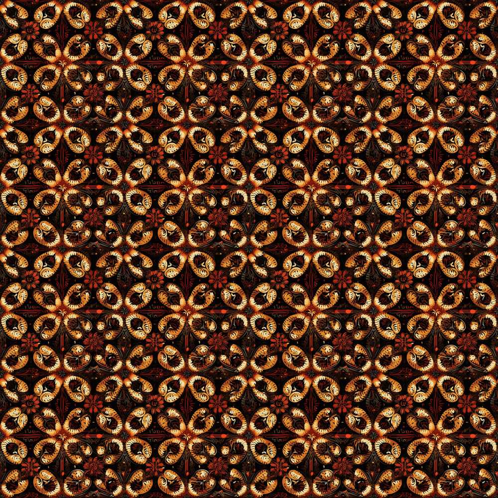 Dark Brown Gold Vintage Ornamental Floral Wildflower Pattern Botanical