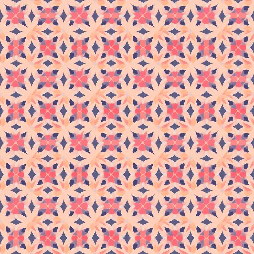 Elegant Geometric Floral Star Pattern in Blush Pink and Navy