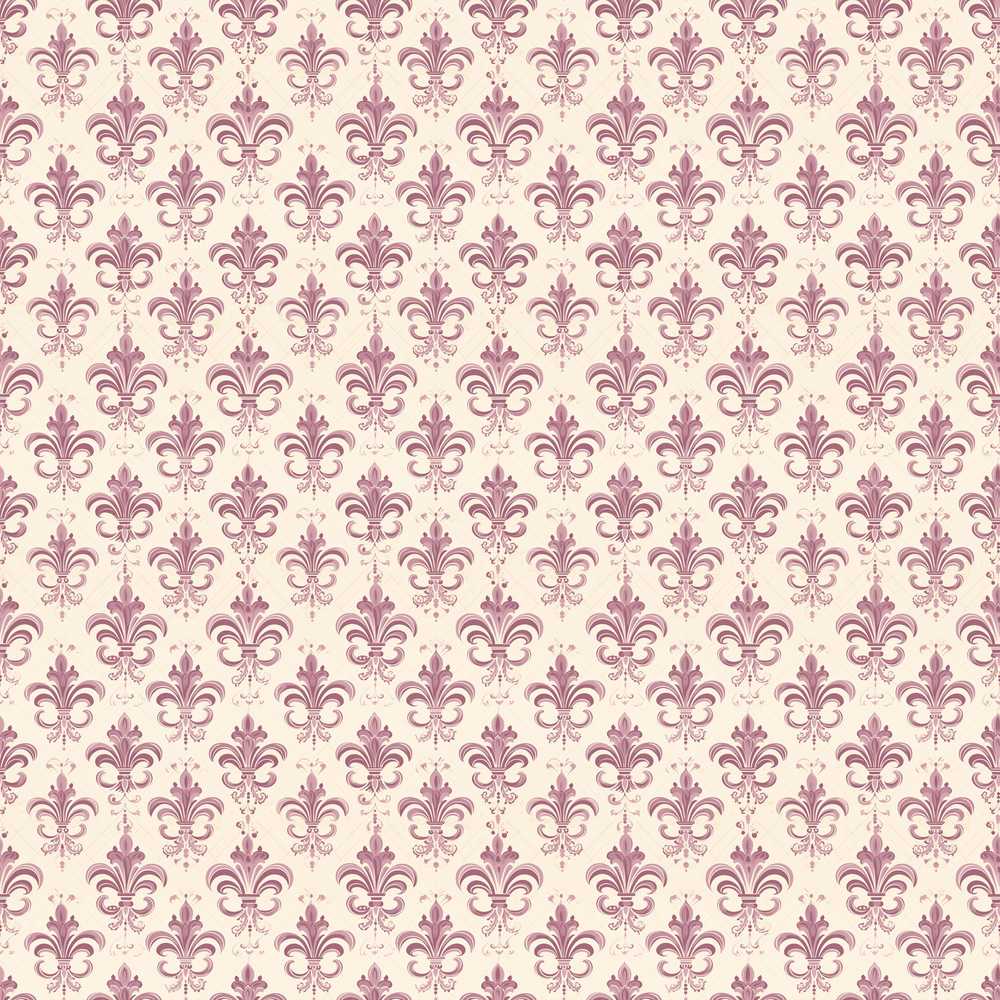 Classic Fleur de Lis Pattern in Mauve on Cream Vintage