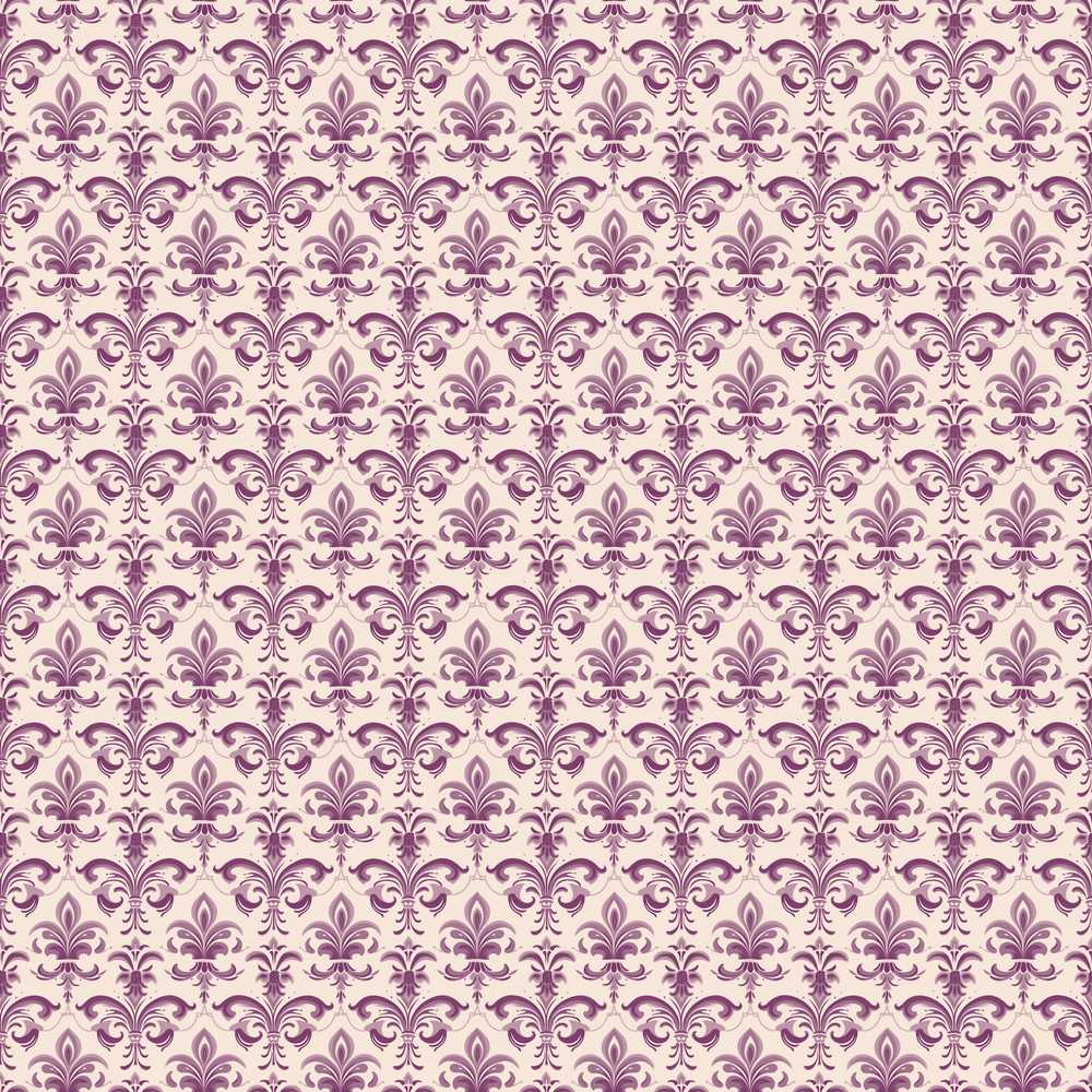 Ornate Baroque Fleur de Lis Pattern in Deep Plum on