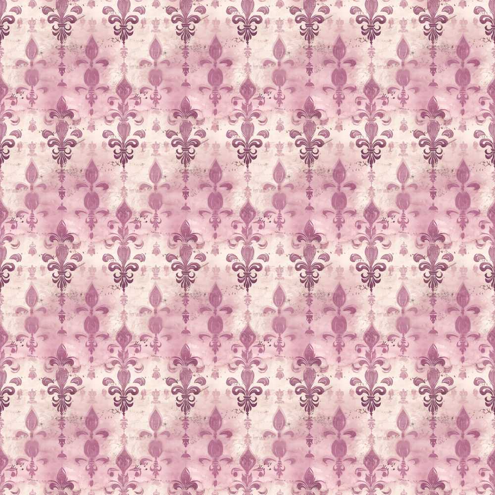 Vintage Washed Pink Fleur de Lis Pattern with Soft Grunge