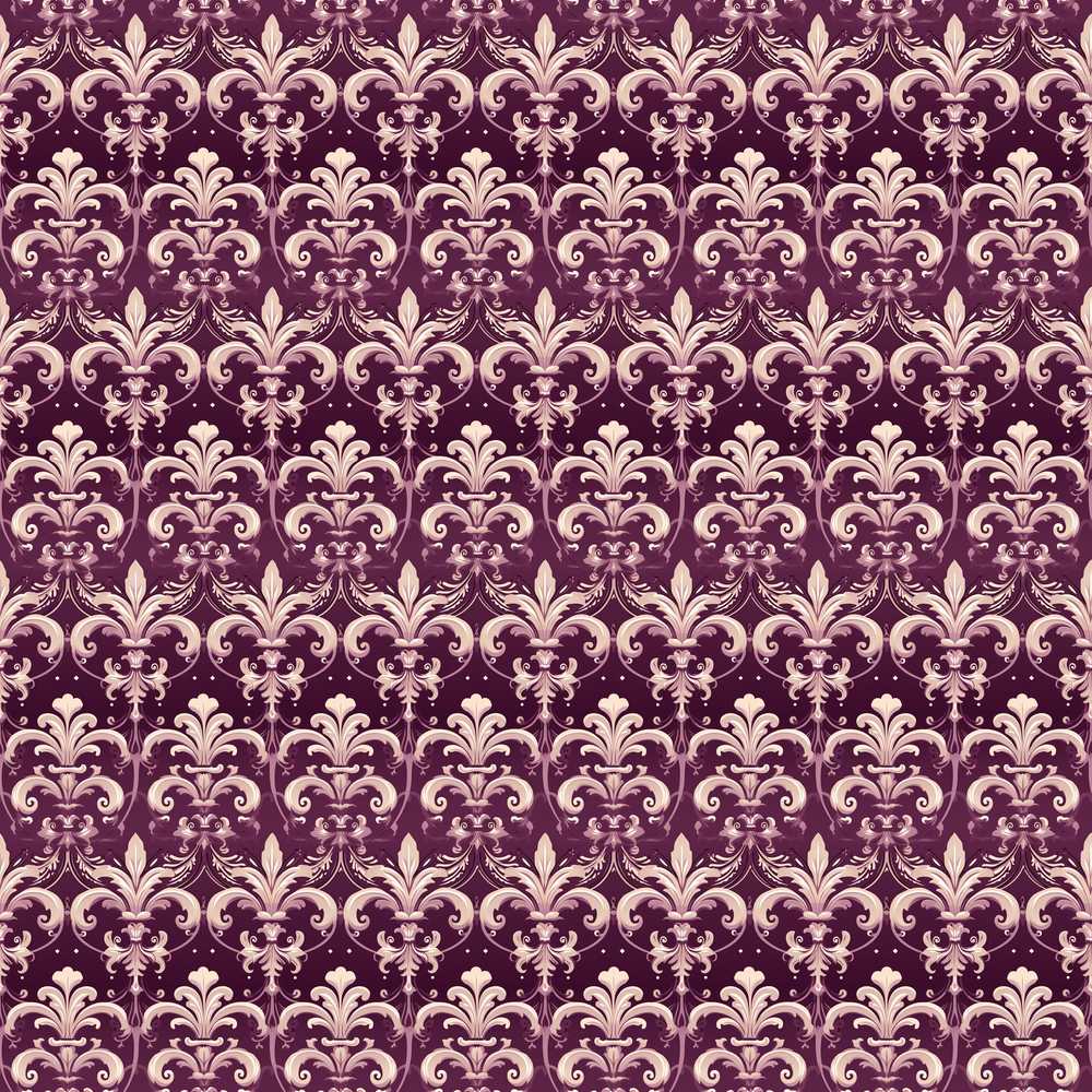 Luxury Deep Purple Ornate Fleur De Lis Baroque Pattern