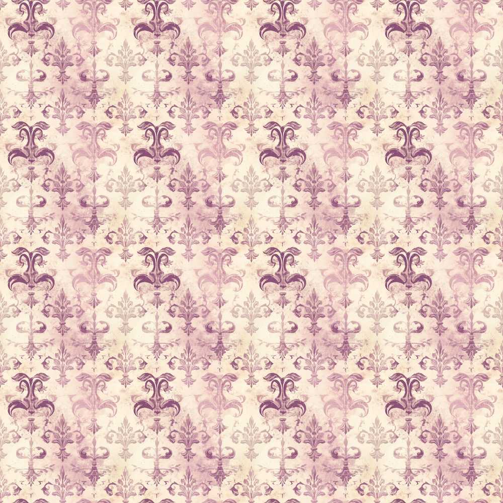 Shabby Chic Purple Damask Fleur De Lis Pattern Distressed Vintage