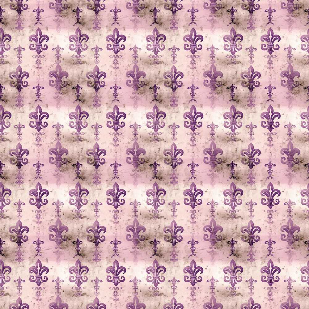 Traditional Plum Fleur De Lis Pattern Symmetrical Vintage