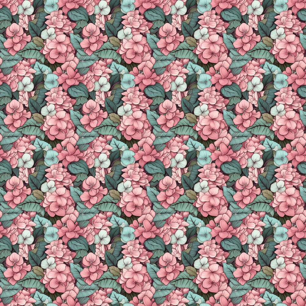 Soft Pink and Mint Floral Garden Elegant Botanical Wildflower