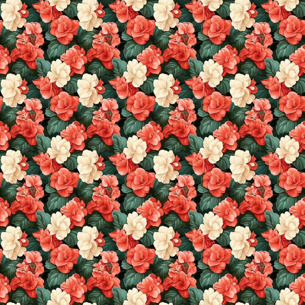 Classic Red and Cream Floral Vintage Elegant Wildflower Pattern