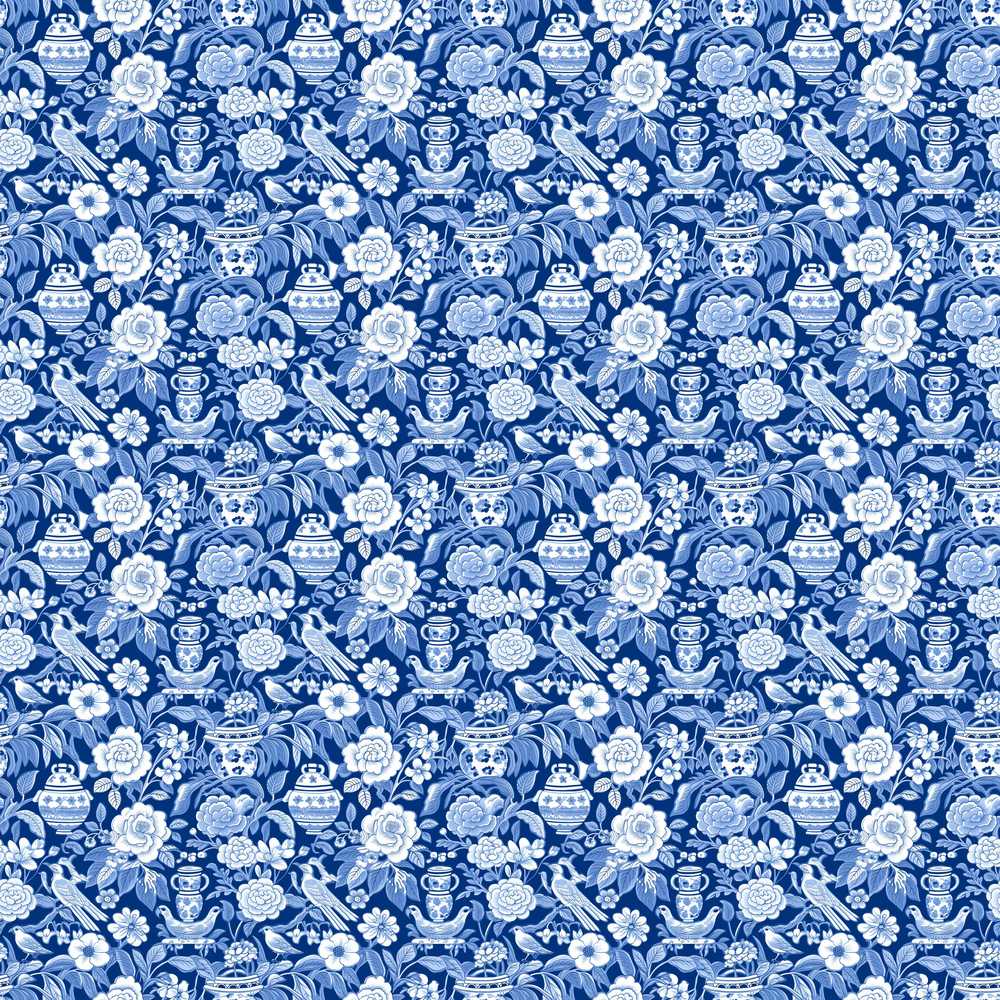 Classic Blue and White Oriental Garden Scenic Decorative