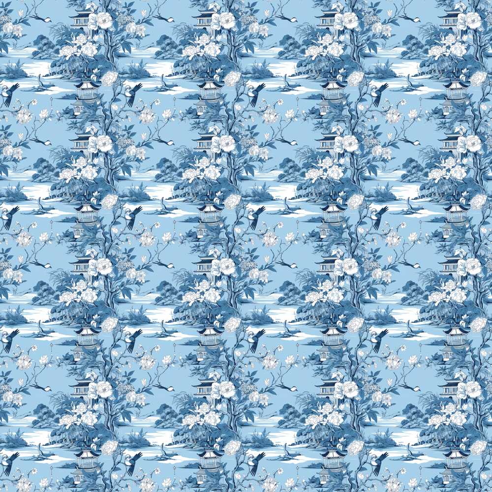 Blue Floral Bird Botanical Vintage Wildflower Pattern