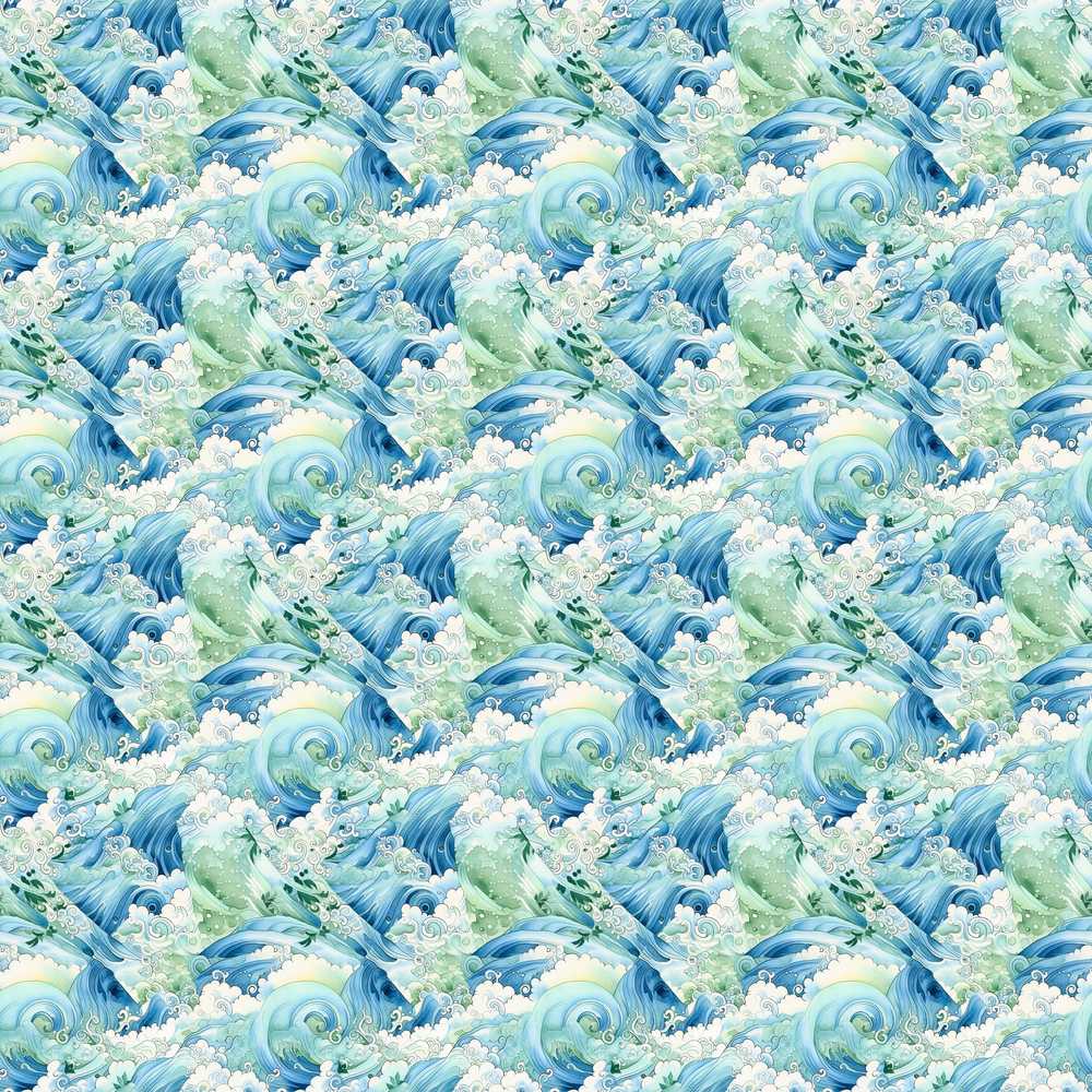 Blue Ocean Waves Artistic Water Coastal Illustration Pattern