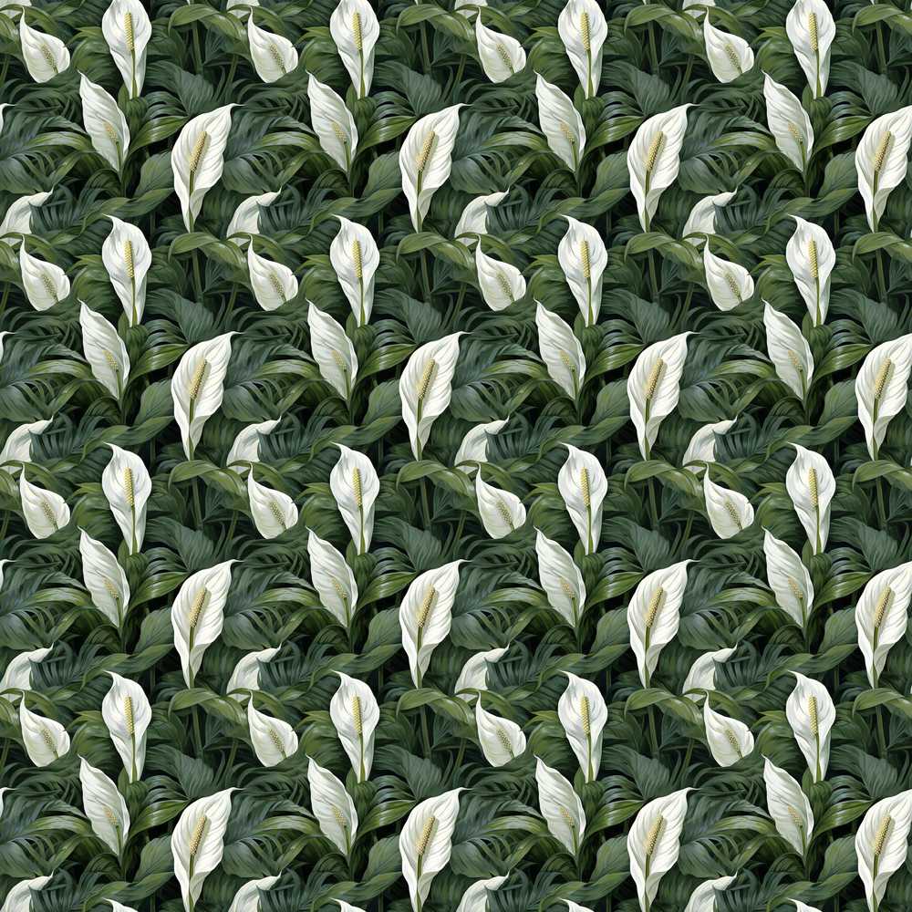 Realistic Peace Lily Leaves Botanical Wildflower Pattern