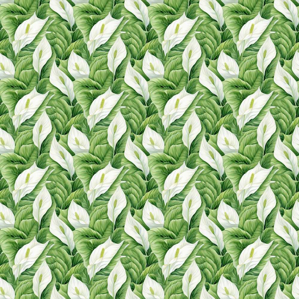 Lush Green Peace Lily Leaves Botanical Wildflower Pattern