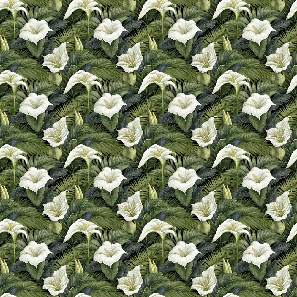 Tropical Calla Lily Jungle Leaves Wildflower Pattern Botanical