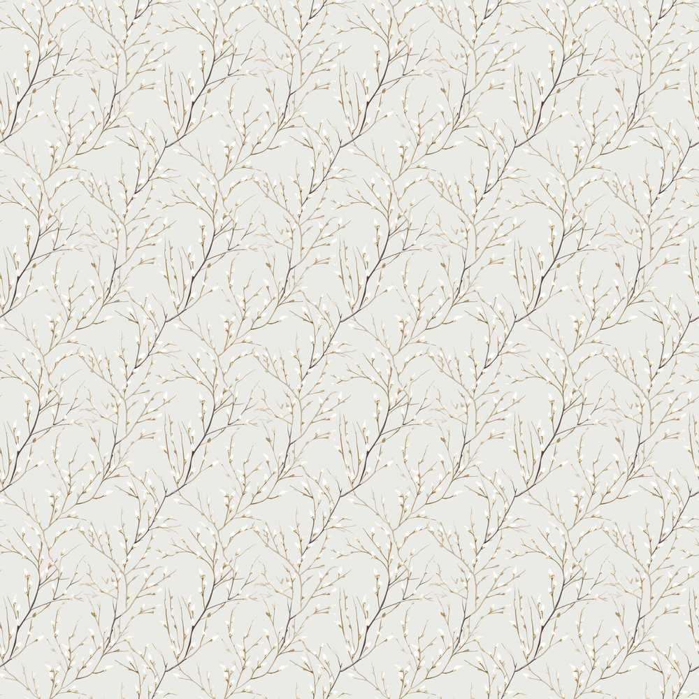 Neutral Beige Twig Branch Botanical Wildflower Pattern