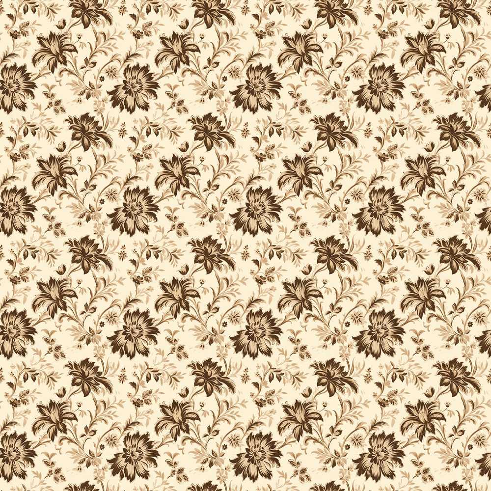 Vintage Brown Floral Garden Wildflower Pattern Botanical