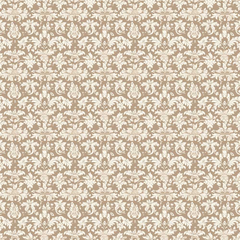 Neutral Taupe Damask Ornamental Vintage Decorative Repeat Pattern