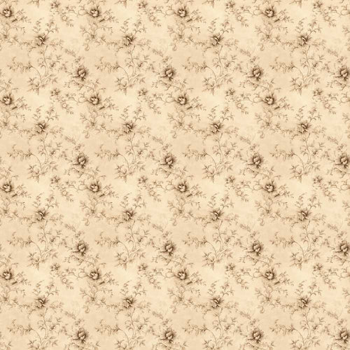 Antique Sepia Floral Vine Botanical Wildflower Pattern