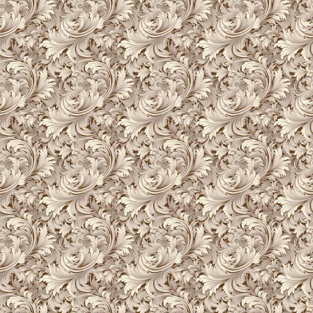 Luxury Baroque Scroll Leaf Ornamental Wildflower Pattern Botanical