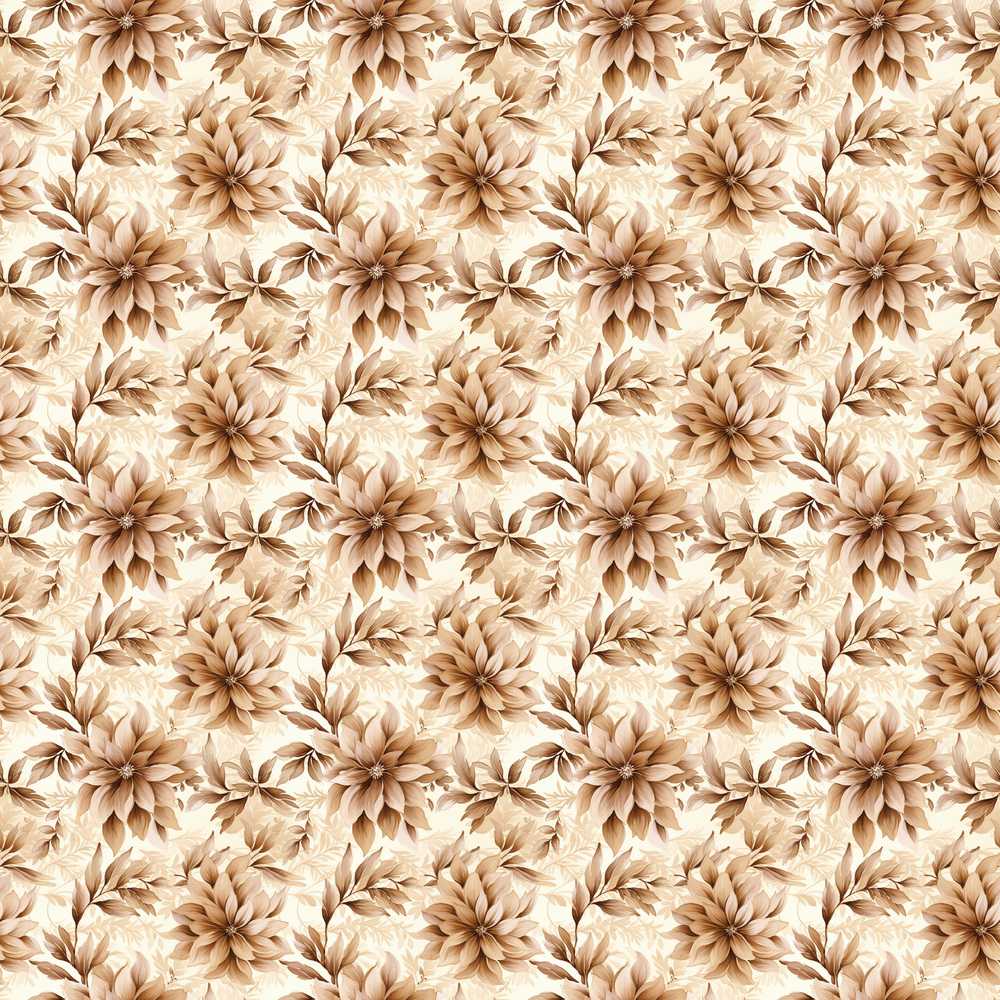 Soft Brown Floral Blossom Vintage Wildflower Pattern Botanical