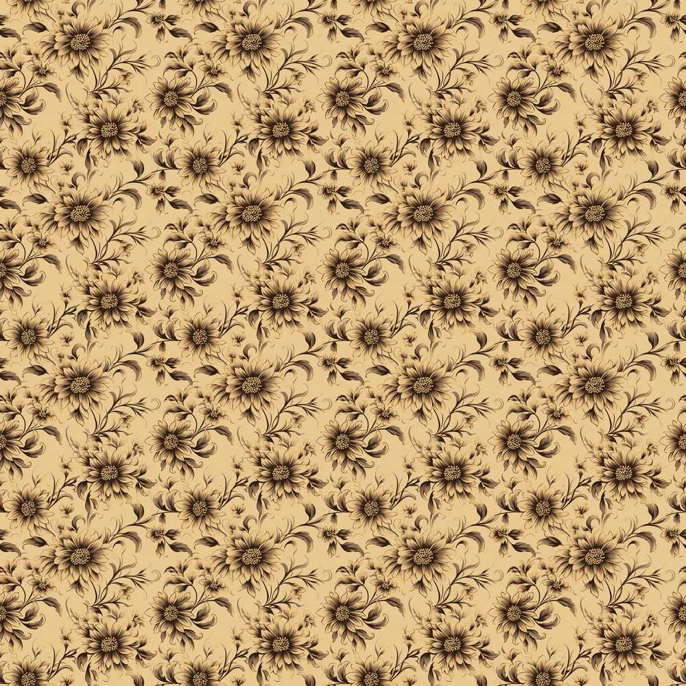Classic Sepia Daisy Floral Botanical Wildflower Pattern