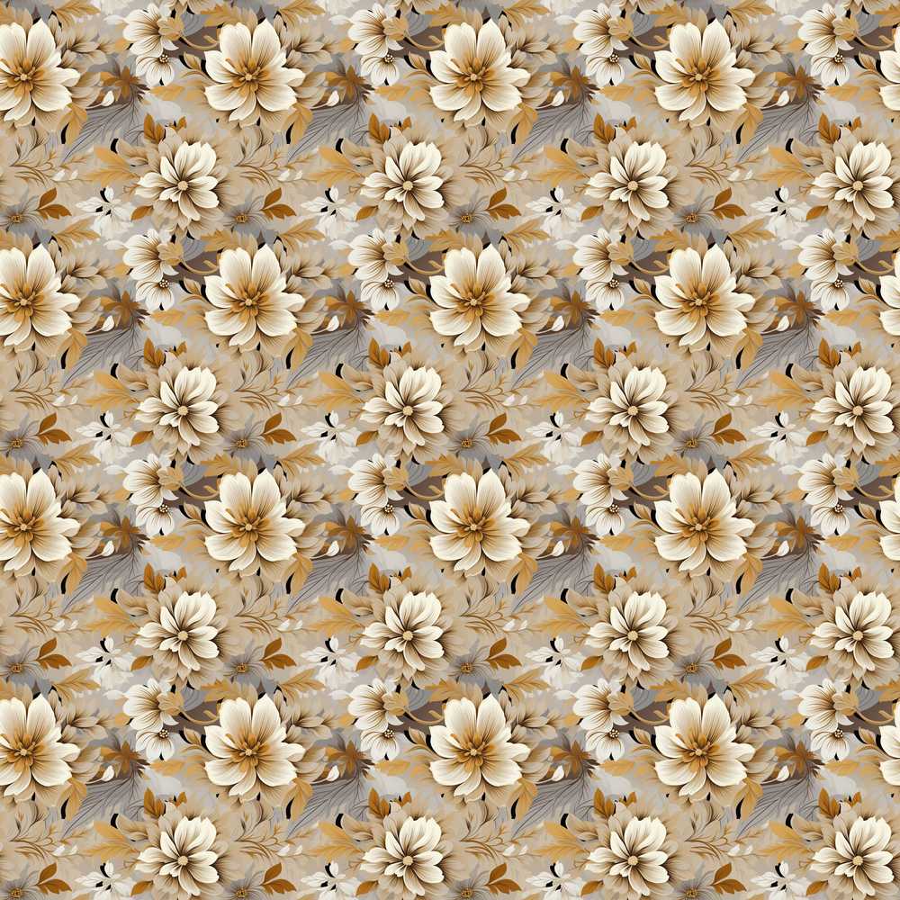 Warm Beige Botanical Flower Garden Wildflower Pattern