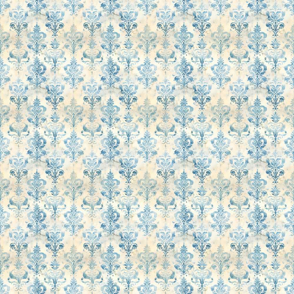 Soft Blue Classic Damask Elegant Decorative Repeat Pattern