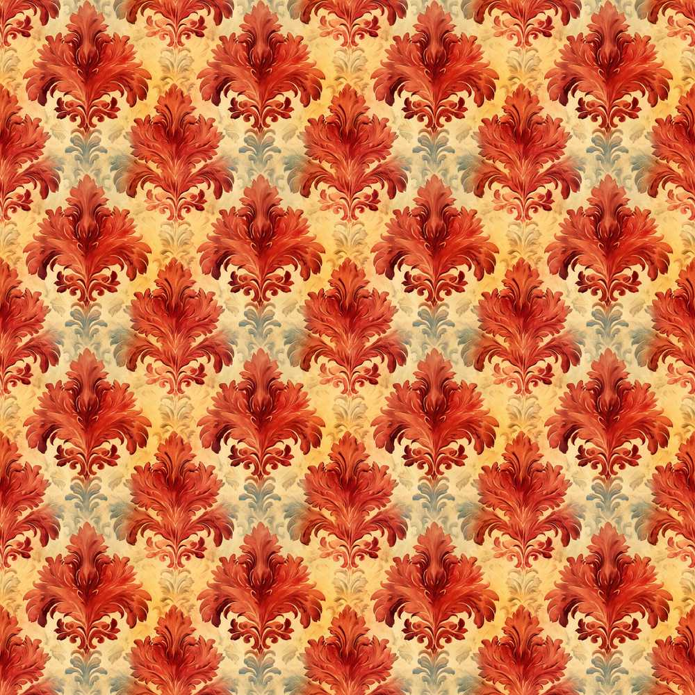 Rich Red Vintage Baroque Damask Ornamental Decorative Repeat