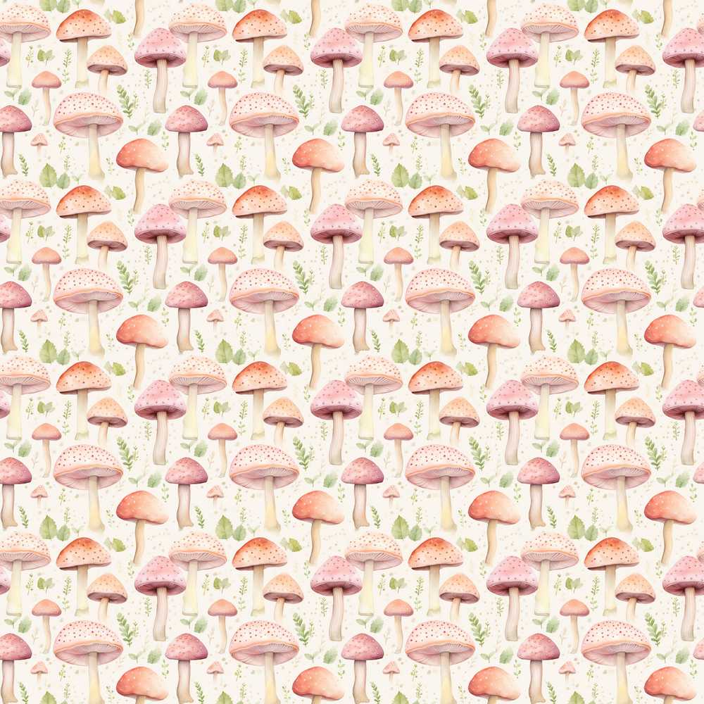 Soft Pink Pastel Mushroom Woodland Nature Decorative Repeat