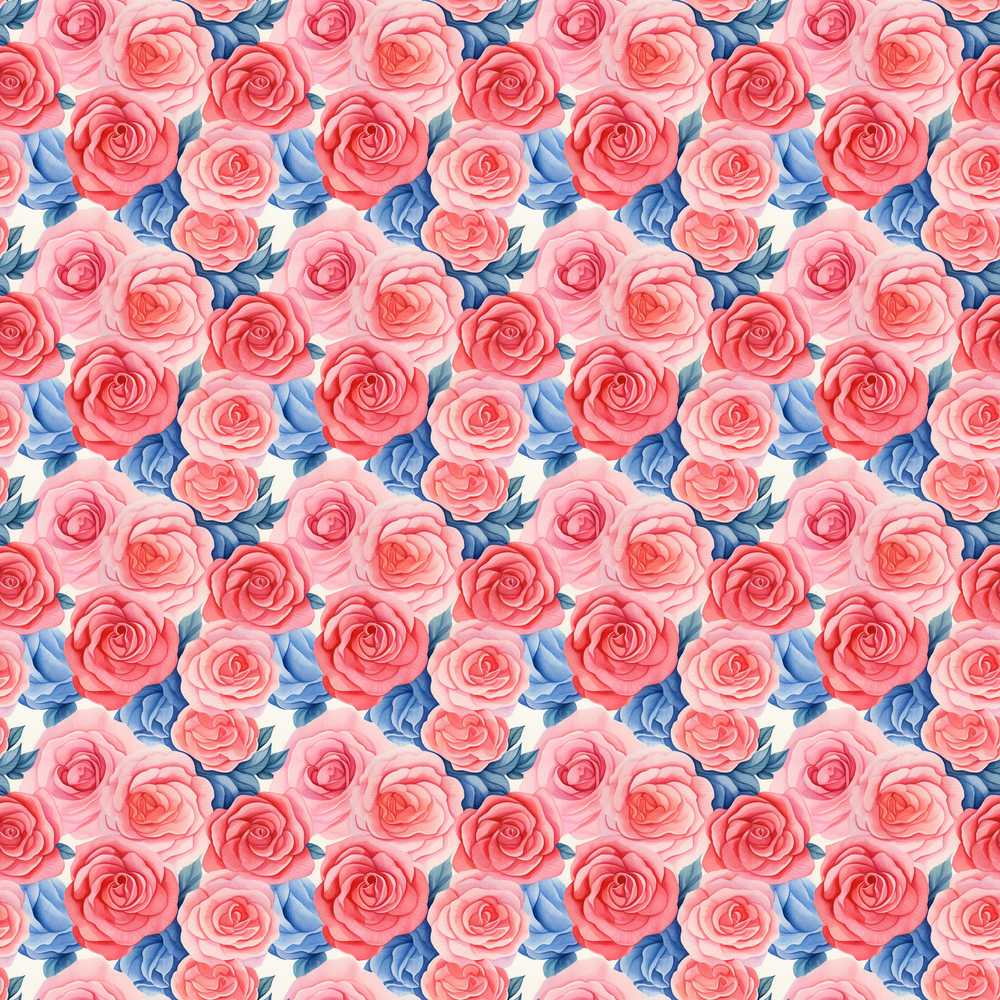 Soft Pink Blue Rose Floral Wildflower Pattern Botanical