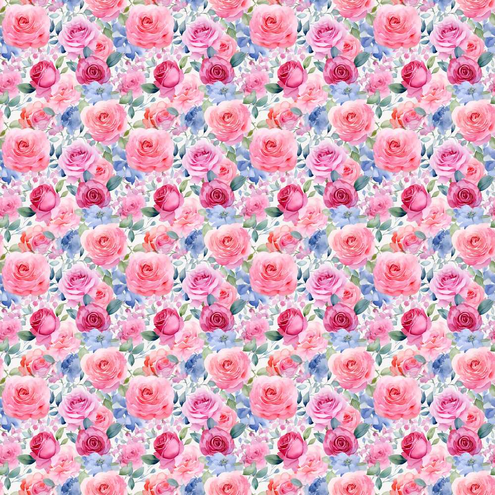 Romantic Watercolor Roses Floral Garden Wildflower Pattern Botanical