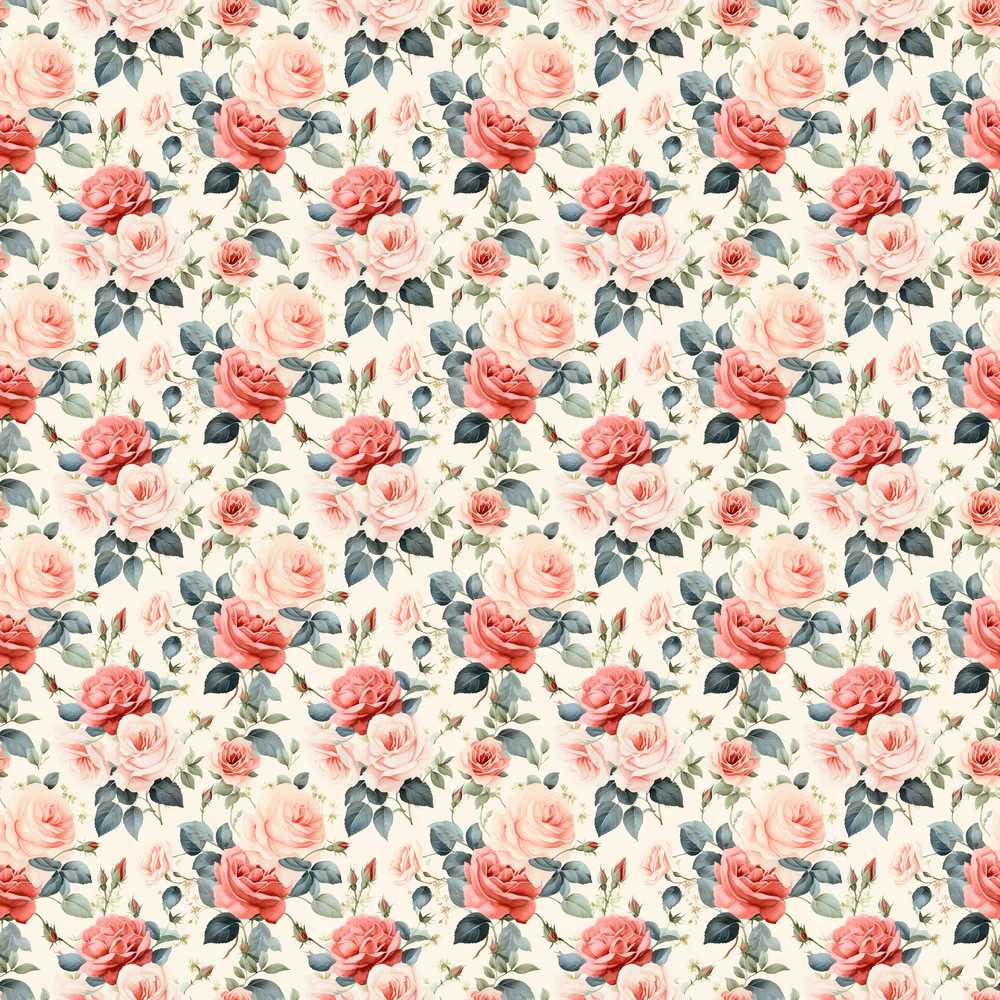 Delicate Peach Rose Botanical Floral Wildflower Pattern