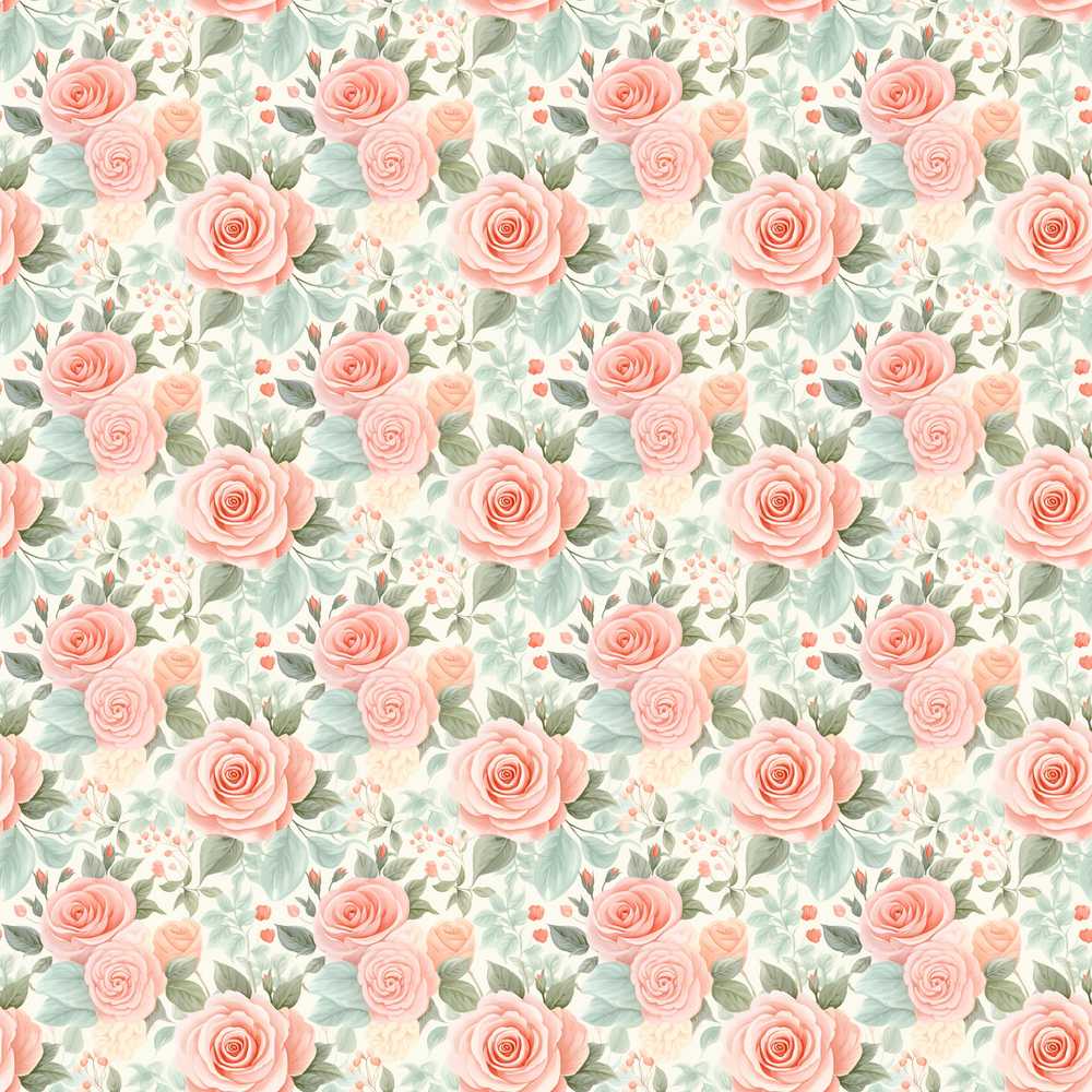 Soft Pastel Watercolor Roses Floral Wildflower Pattern Botanical