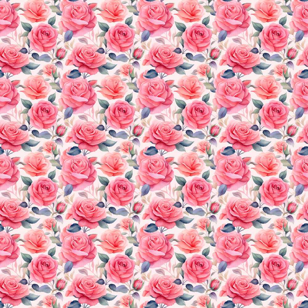 Romantic Pink Rose Blossom Floral Wildflower Pattern Botanical