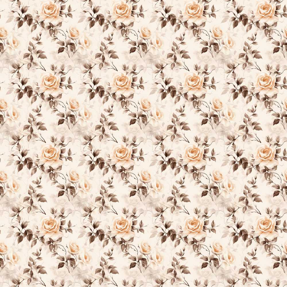 Vintage Sepia Rose Botanical Floral Wildflower Pattern