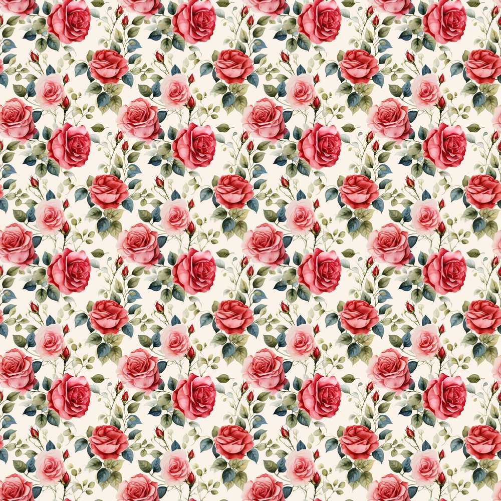 Timeless Red Pink Rose Botanical Wildflower Pattern