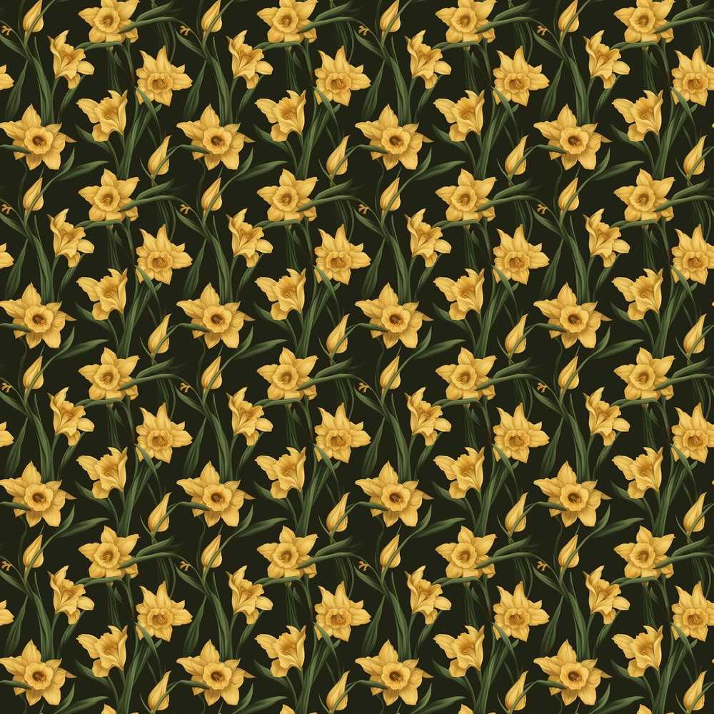 Golden Daffodil Spring Floral Botanical Wildflower Pattern