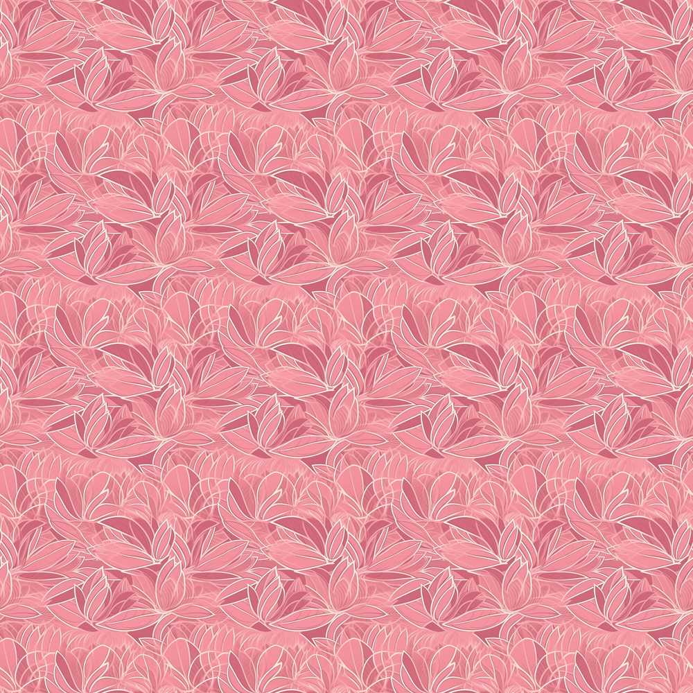 Elegant Pink Lotus Floral Line Art Wildflower Pattern Botanical
